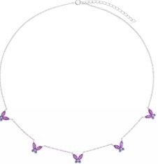 CHOKER BORBOLETA ROSA COM ROXO