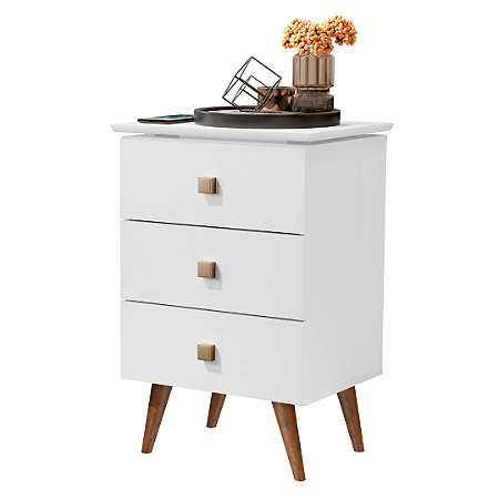 MESA LATERAL LIV 3 GAVETAS BRANCO