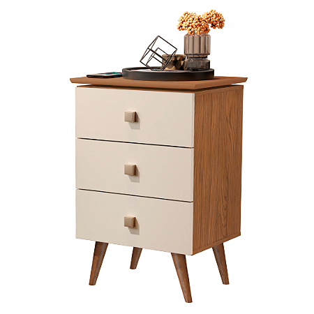 MESA LATERAL LIV 3 GAVETAS NATURE/OFFWHITE