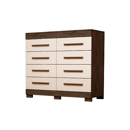 COMODA NALU 08 GAVETAS -CAFÉ/OFF WHITE