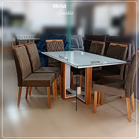 MESA SPARTA 1.60X90 P/6 CADEIRAS TAMPO OFF WHITE