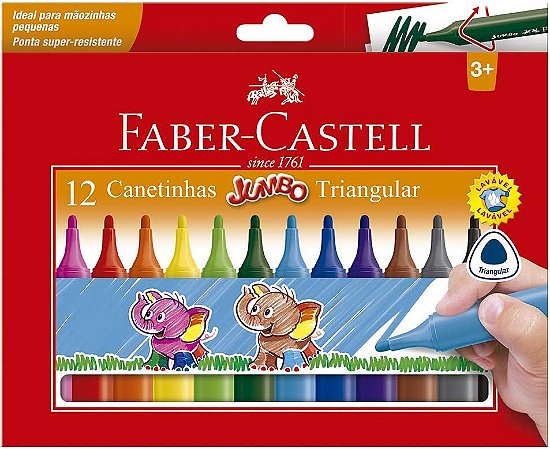 Canetinha Hidrográfica Faber-Castell Jumbo 12 Cores