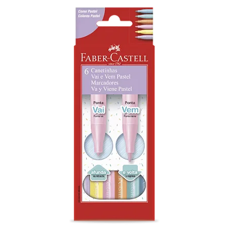 Canetinha Vai e Vem Pastel 6 Cores Faber-Castell