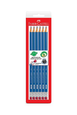 Lápis Grafite Nº 2B Redondo Faber-Castell EcoLápis Azul 6 Unidades