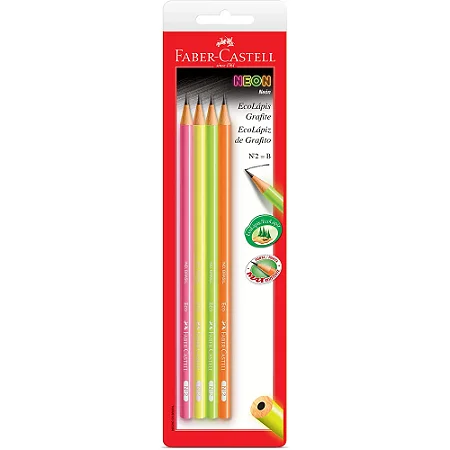Lápis Ecolápis Grafite Max Neon 4 Unidades Faber-Castell Nº2B