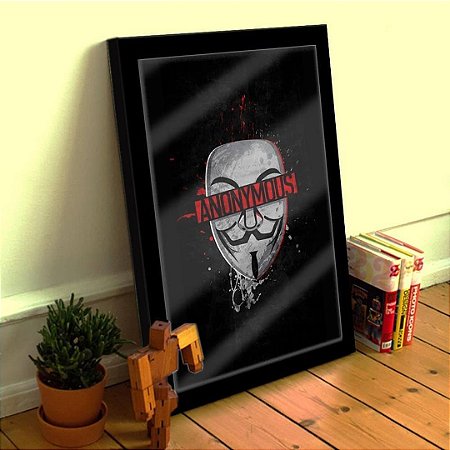 Quadro Decorativo Anonymous 33x25 C/ Vidro Sala Escritório