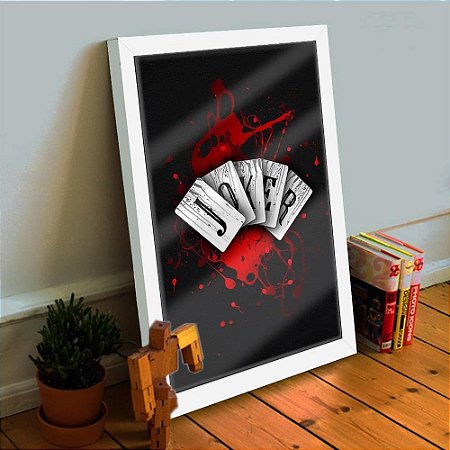 Quadro Decorativo Joker Cartas 33x25 C/ Vidro Escritório