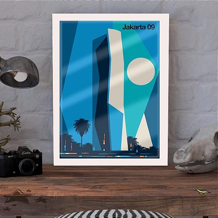 Quadro Decorativo Cidade Jakarta Pop Art C/ Vidro 33x25 Sala