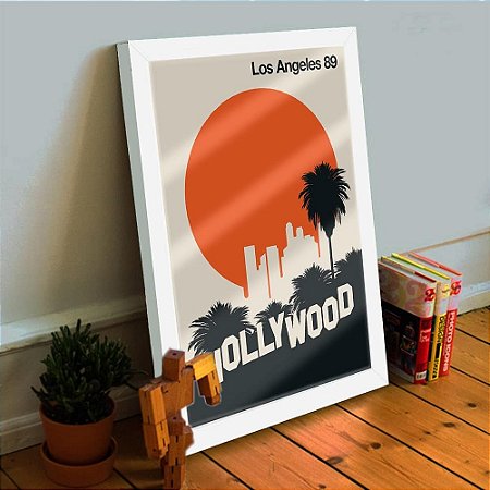 Quadro Decorativo Cidade Los Angeles Pop Art C/ Vidro 33x25