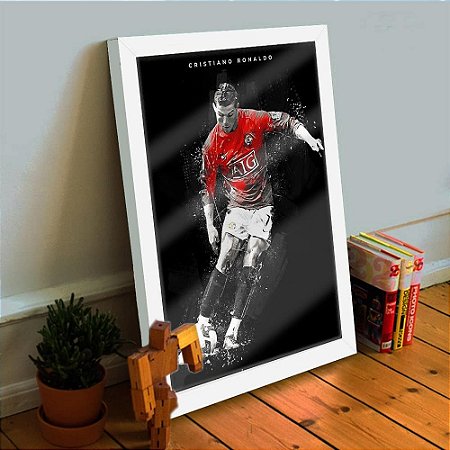 Quadro Decorativo Cristiano Ronaldo 33x25 C/ Vidro CR7