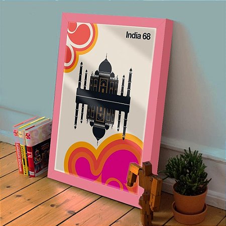 Quadro Decorativo País Índia Pop Art C/ Vidro 33x25 Quarto