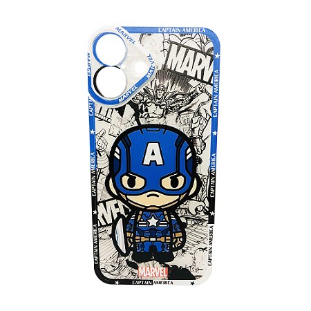 Case Capinha Capitão America Marvel Celular iPhone 16 Plus