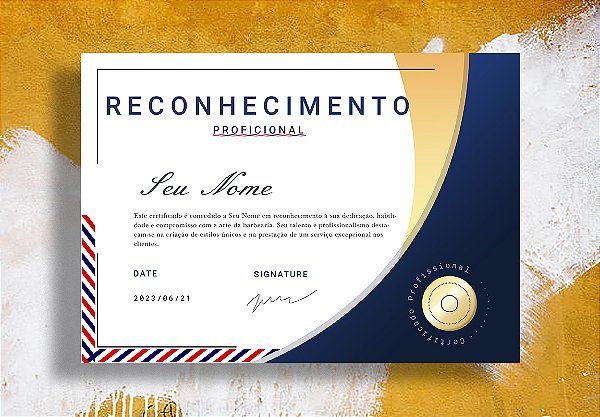 Certificado Decorativo Barbearia C/ Moldura e Vidro A4