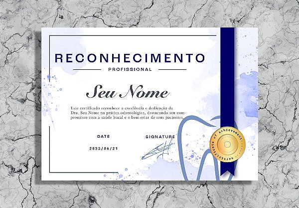 Certificado Decorativo Dentista Consultório Moldura e Vidro