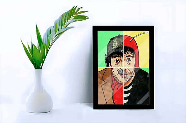 Quadro Decorativo Chaves Chapolin C Moldura e Vidro 33x25 A4
