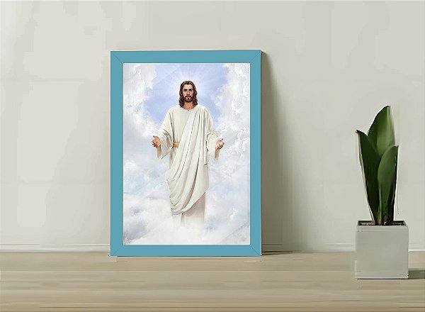 Quadro Decorativo Jesus Cristo Sala Quarto C/ Vidro 33x25 A4