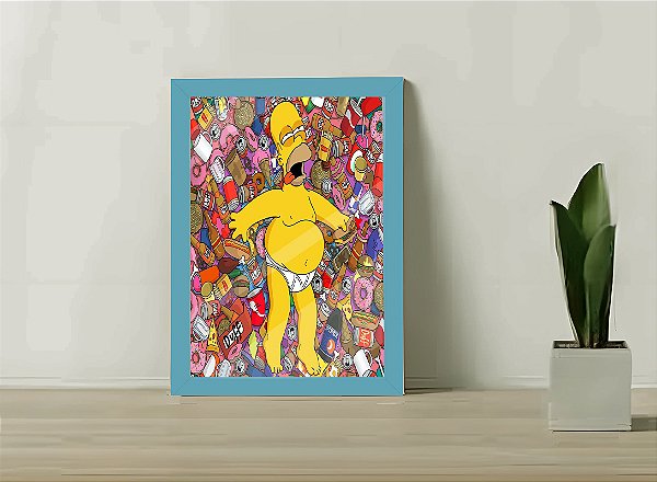Quadro Decorativo Homer Ressaca C/ Moldura e Vidro 33x25 A4