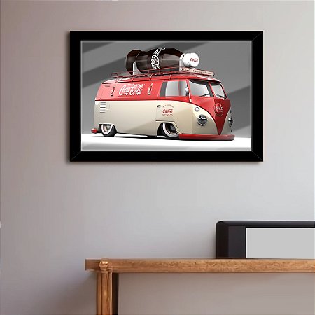 Quadro Decorativo Kombi Coca-Cola C/ Moldura e Vidro 33x25