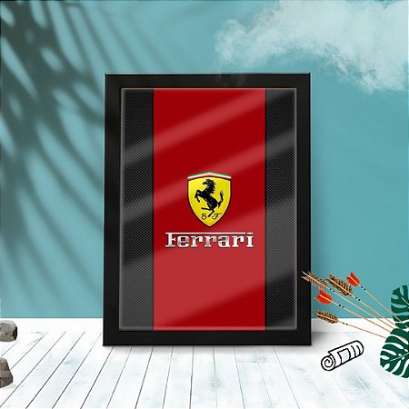 Quadro Decorativo Ferrari C/ Moldura e Vidro 33x25 cm A4