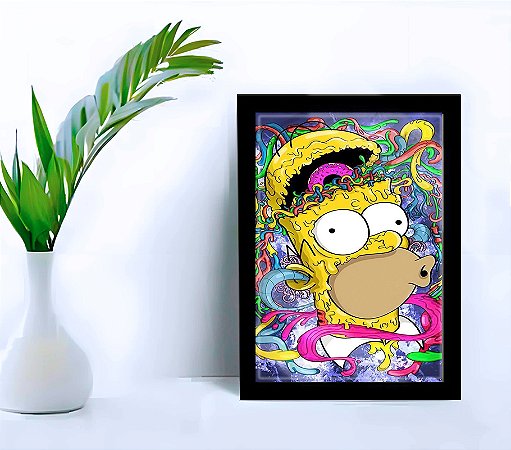 Quadro Decorativo Homer Simpson Drop C Moldura e Vidro 33x25