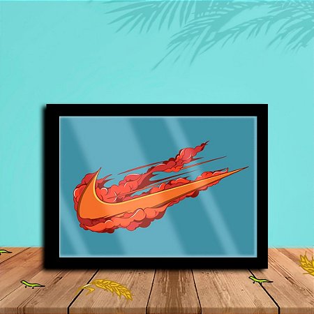 Quadro Decorativo Max Orange Cloud C/ Moldura e Vidro 33x25