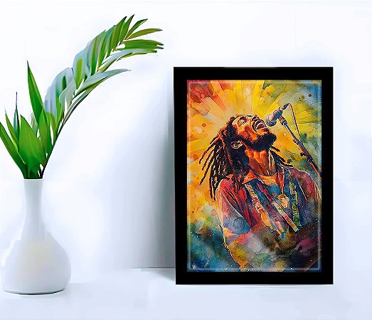 Quadro Decorativo Bob Marley Pop Arte Sala Quarto + Vidro A4