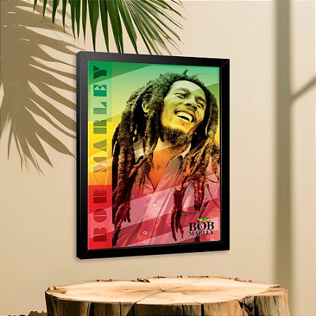 Quadro Decorativo Bob Marley Reggae Sala Quarto + Vidro A4