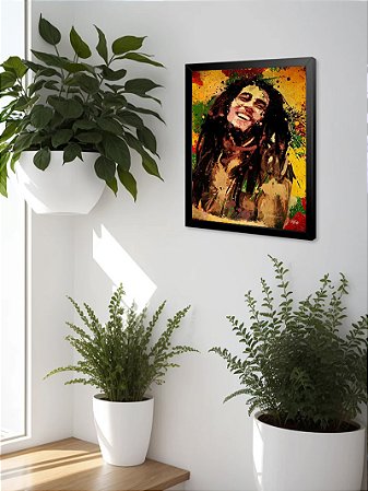 Quadro Decorativo Bob Marley Pop Ink Sala Quarto + Vidro A4