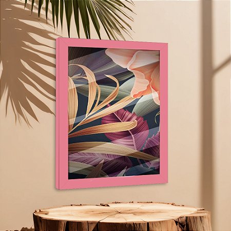 Quadro Decorativo Floral Abstrato Sala Quarto + Vidro A4