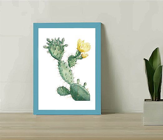 Quadro Decorativo Cacto Floral Sala Quarto + Vidro A4