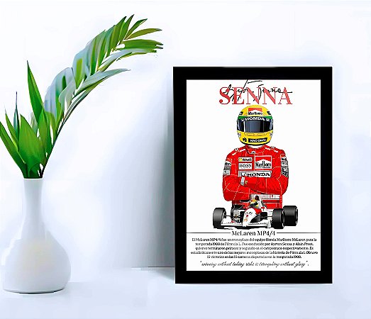 Quadro Decorativo Senna Bio 1988 MP4/4 Sala Escritório+Vidro