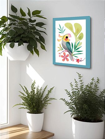 Quadro Decorativo Calopsita Abstrata Sala Escritório + Vidro