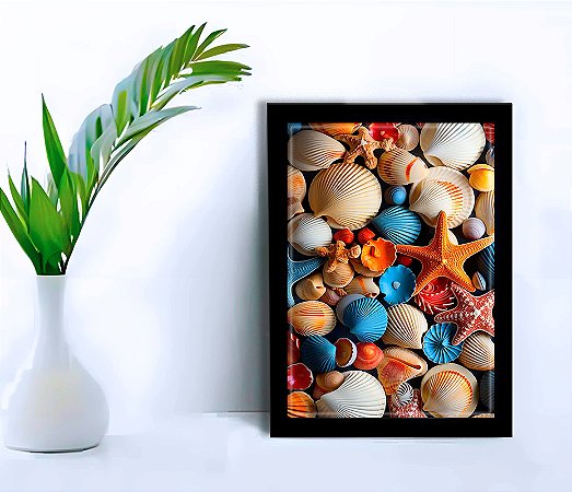 Quadro Decorativo Galeria Marinha Sala Quarto + Vidro 33x25