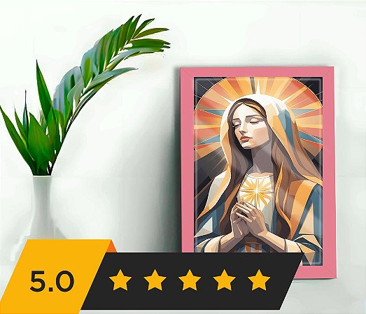 Quadro Decorativo Maria Abstrata Igreja Sala +Vidro 33x25 A4