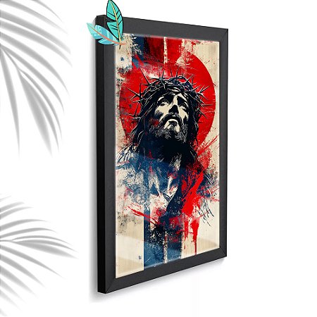 Quadro Decorativo Jesus Cristo + Vidro 33x25 Sala Quarto