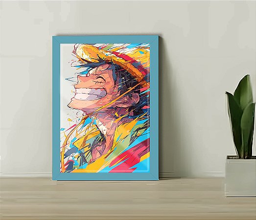 Quadro Decorativo One Piece Pop Art + Vidro 33x25 Sala Estar