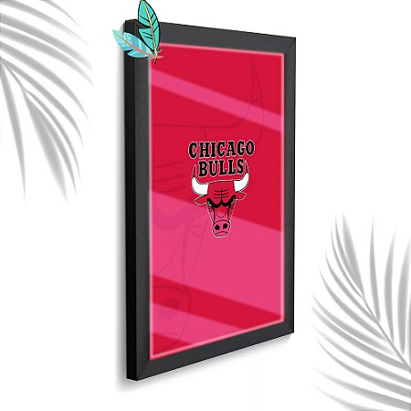 Quadro Decorativo Chicago Bulls Red + Vidro 33x25 Escrtório