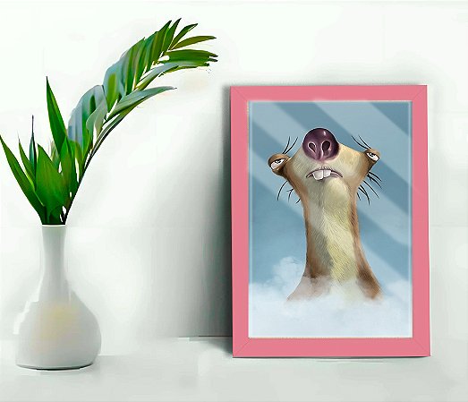 Quadro Decorativo Infantil Sid Ice Age + Vidro 33x25 Sala