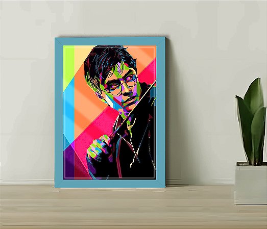 Quadro Decorativo Harry Pop Art + Vidro 33x25 Sala Estudio