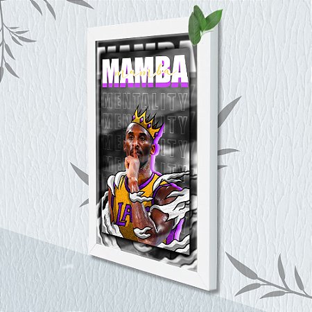 Quadro Decorativo Kobe Mamba + Vidro 33x25 Sala Escritório