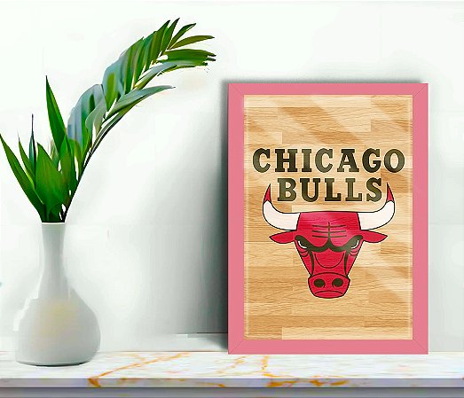 Quadro Decorativo Chicago Bulls Madeiro + Vidro 33x25 Sala