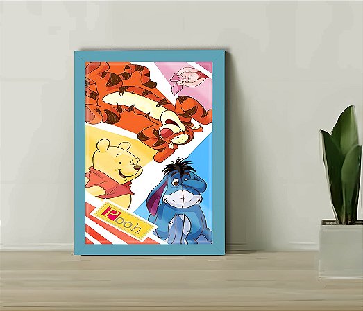 Quadro Decorativo Infantil Urso Pooh + Vidro 33x25 Quarto