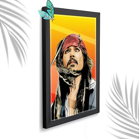 Quadro Decorativo Capitão Jack + Vidro 33x25 Estudio Sala