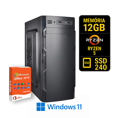 PC Completo Ryzen 5 12GB RAM SSD 240GB  Pronto Uso + Office