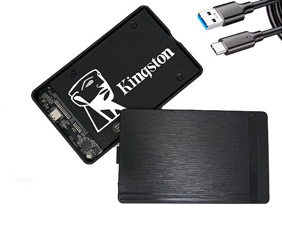 Hd Externo Ssd Kingston 256gb + Case Sata Usb-C 3.0 + Cabo
