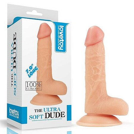 Prótese Ultra Macia com Ventosa e Escroto Pele Dude I 18 x 3,5cm - 6536