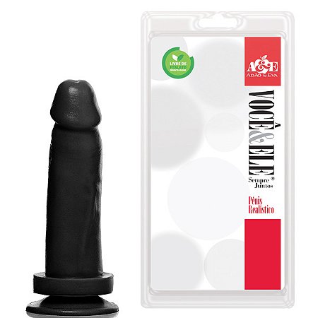 Prótese Maciça Com Ventosa Preta 14,5 x 4cm - ADAO22P