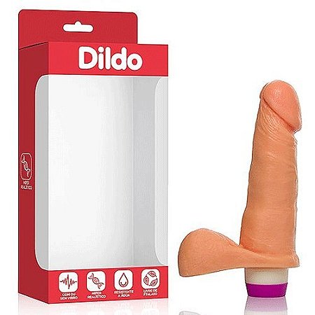 Prótese Maciça com Vibro e Escroto Dildo Pele 16,5 x 4cm - ADAO21N