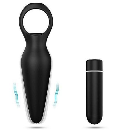 Plug Anal com capsula vibratória 2 em 1 uso ânus e vagina Recarregável - 1488