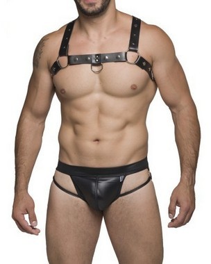 Jockstraps Couro detalhe aberto Argolas Laterais - JS523